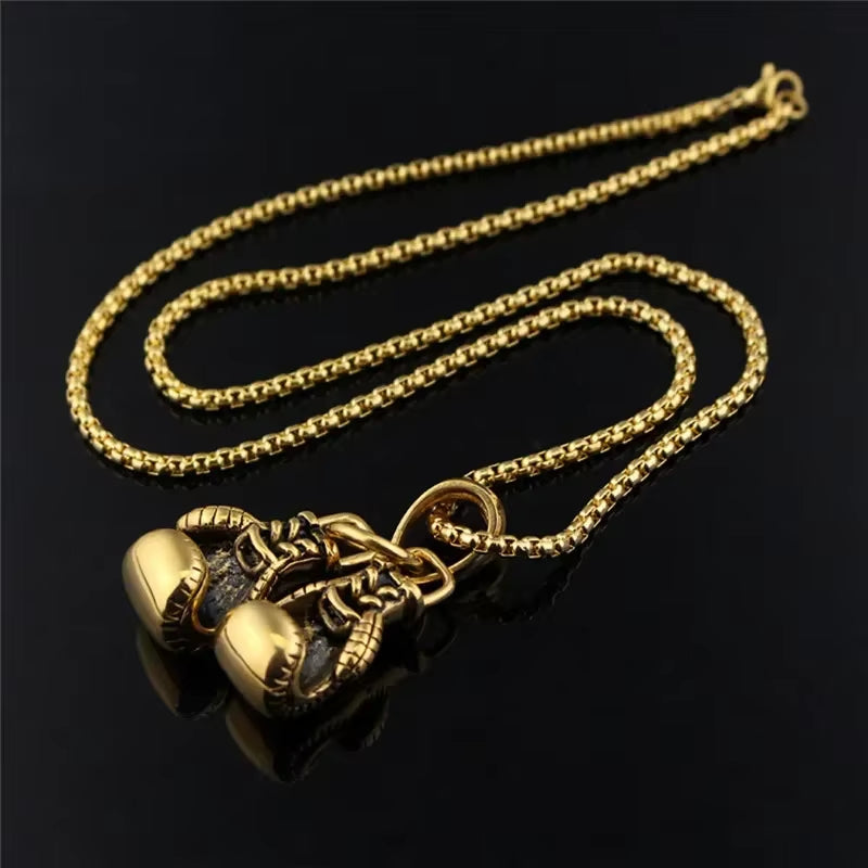 Gold Boxing Glove Necklace - Made for Men and Boys, Ideal for Sports Lovers